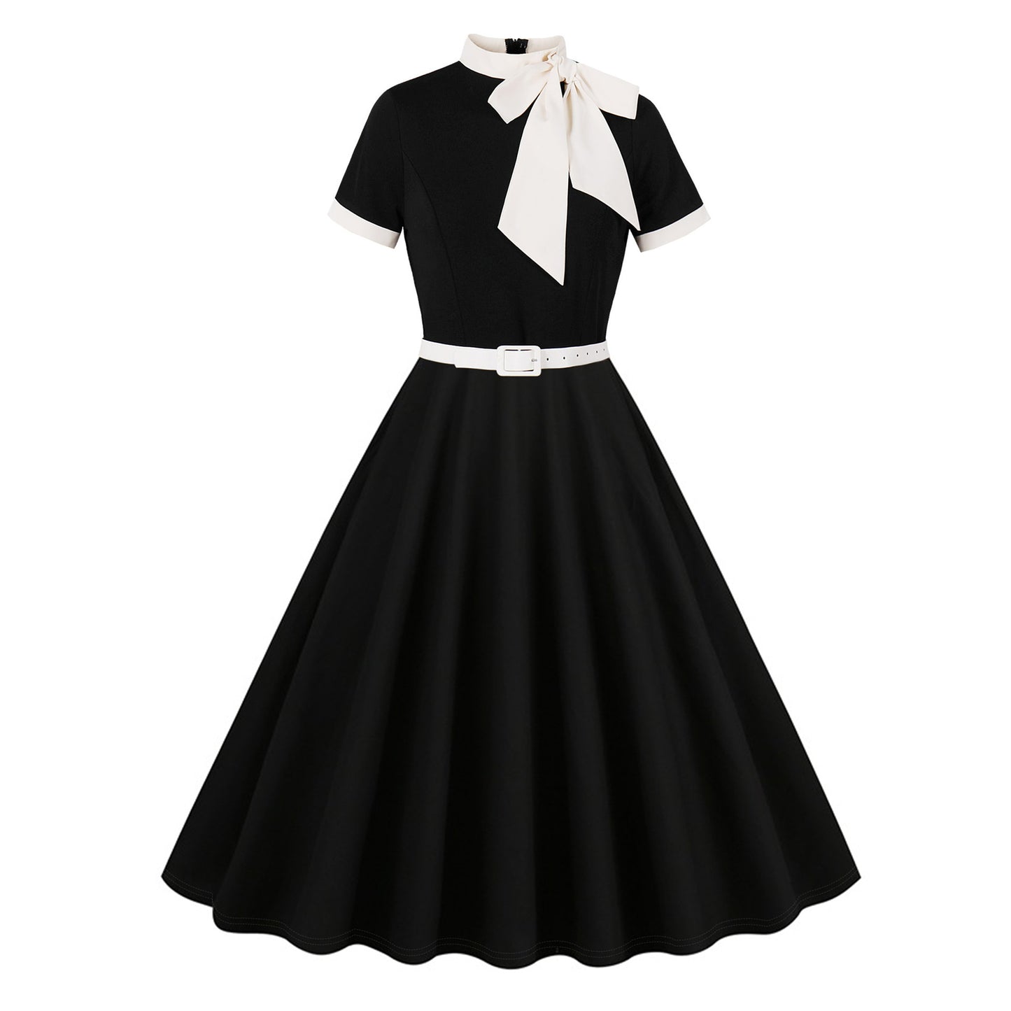 Women's Dress Sleeve Summer Bow Patchwork Elegant Dresses