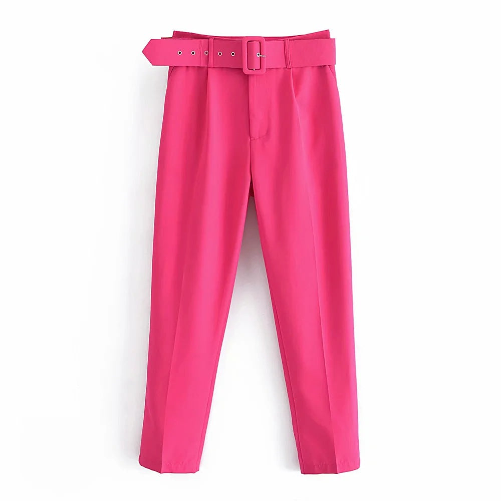 Women's Slim Fit Figure Flattering Belt Accessories Pants