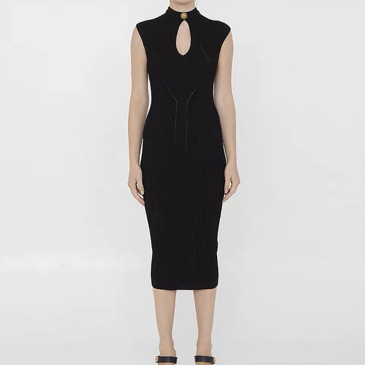 Women's Summer Fashionable Knitted Round Neck Slimming Dresses
