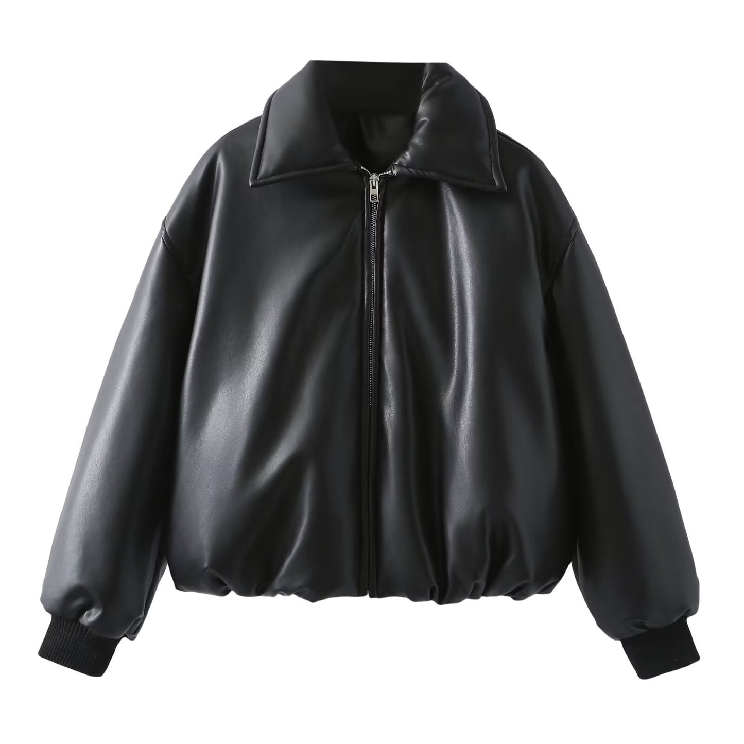 Women's Classic Lapel Zipper Design Thickened Leather Jackets