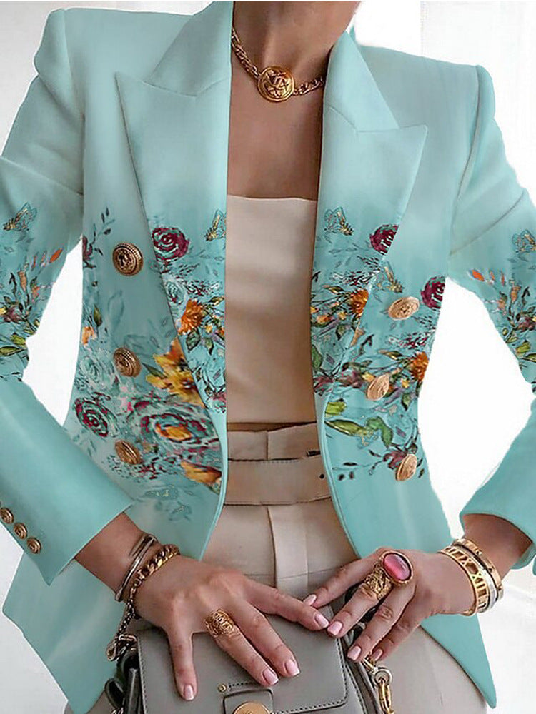 Women's Autumn Fashion Printed Slim Fit Small Blazers