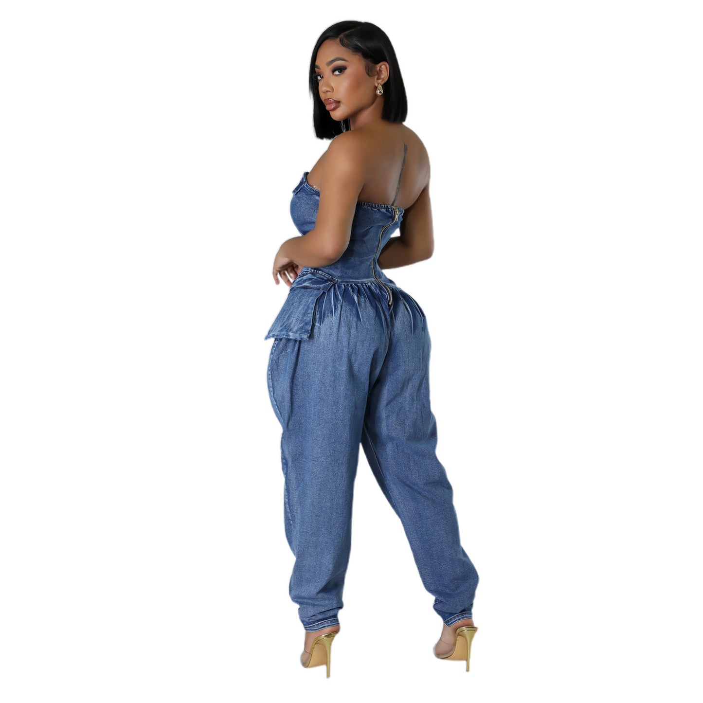 Women's Stitching Tube High Elasticity Fashion Waist Jeans