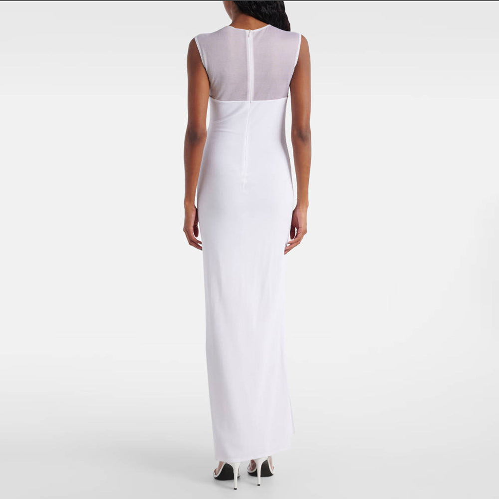 Color Sexy Cutout Mesh Tight Round Dresses