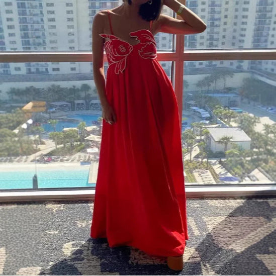 Personalized Red Fish-shaped Tube Dress Strap Dresses