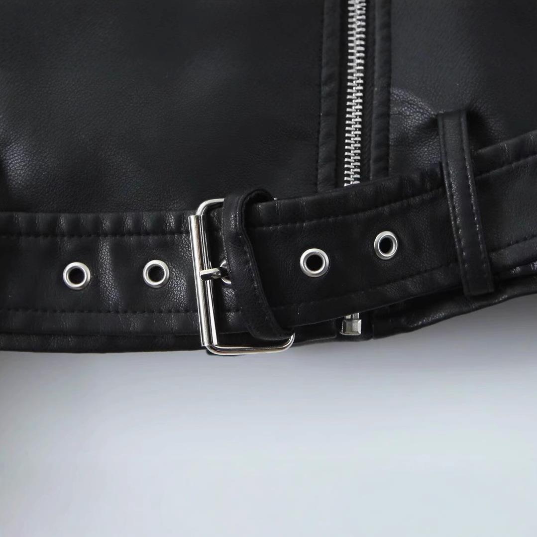 Back Rivet Zipper Ornament Leather Picture Coats