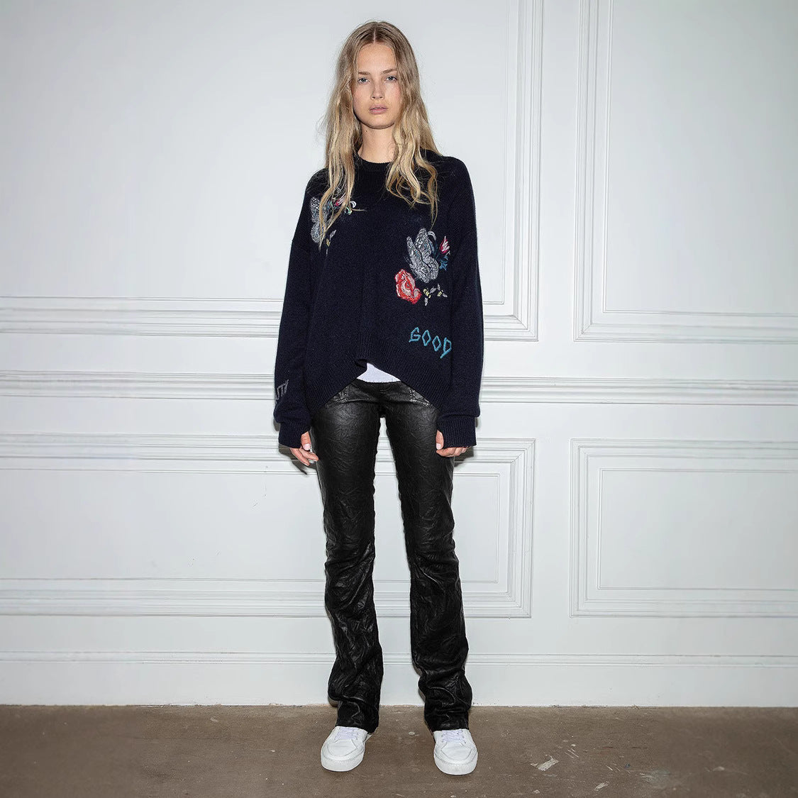 Women's French Niche Butterfly Flower Letter Embroidery Sweaters