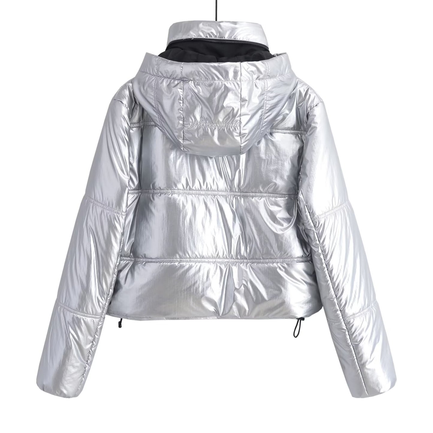 Women's Winter Hot Metallic Hooded Cotton Thickened Coats
