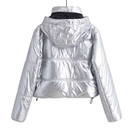 Women's Winter Hot Metallic Hooded Cotton Thickened Coats