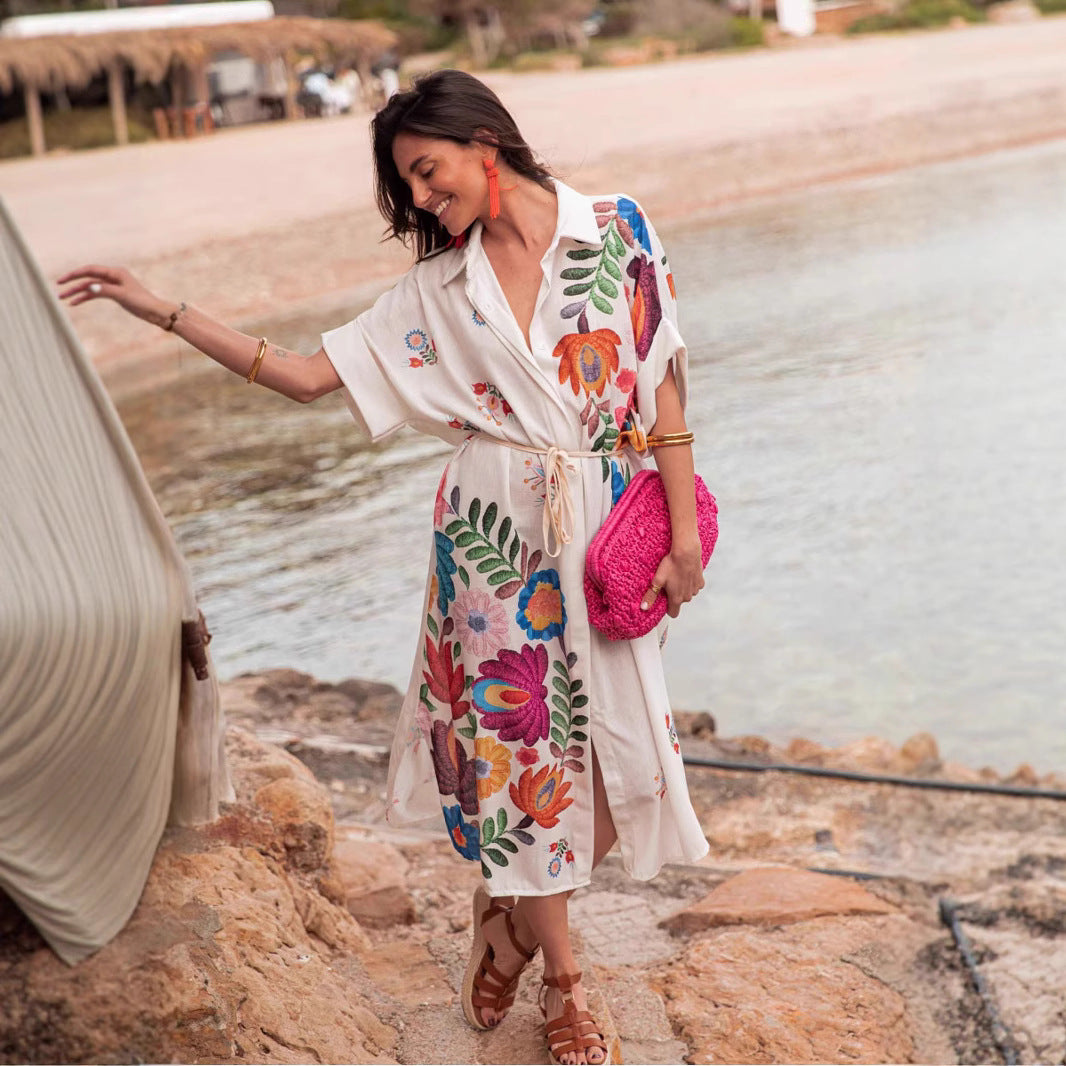 Printed Loose Casual Beach Dress Seaside Dresses