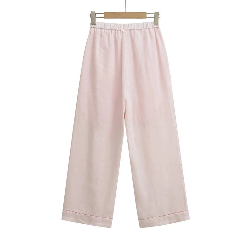 Slimming Linen Wide Leg Trousers Casual Pants