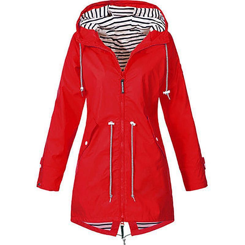 Striped Shell Outer Wear Waterproof Hooded Coats
