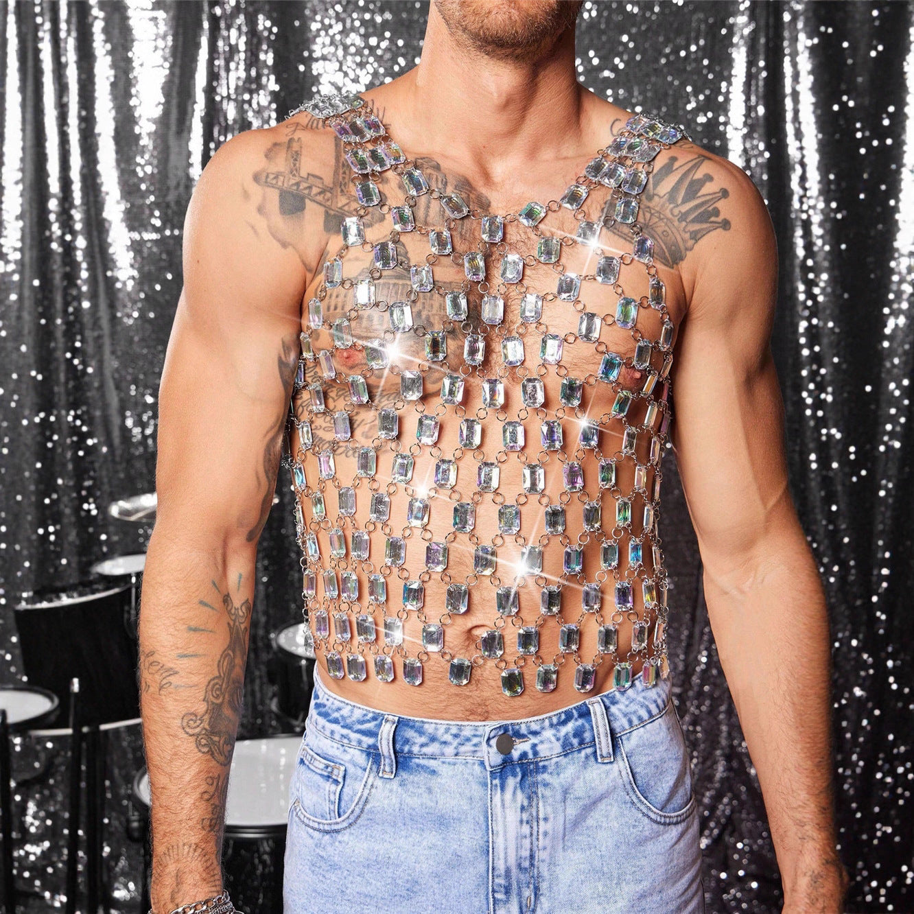 Men's Heavy Metal Style Gem Music Festival Clothing