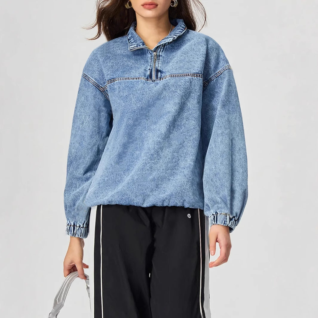 Women's Loose Pullover Leisure Denim Shirt Blouses