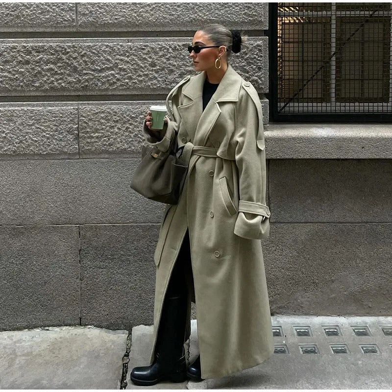 Women's Popular New Scarf Design Woolen Coats