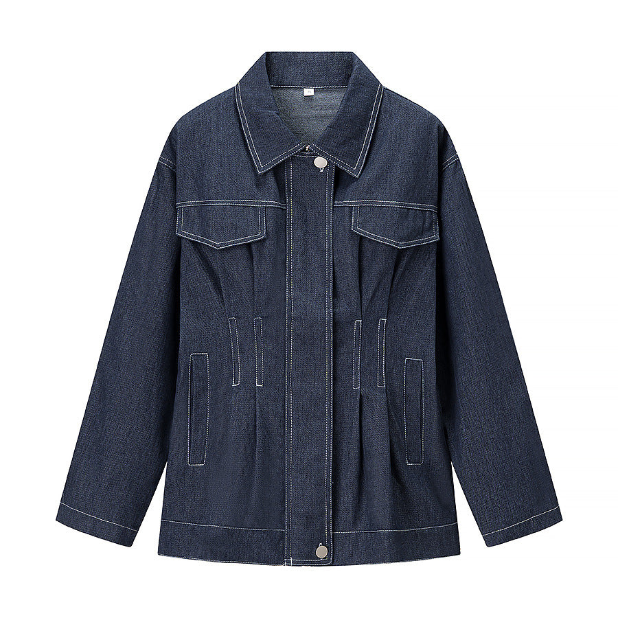 Women's Fashion Casual Waist Lapel Denim Coats