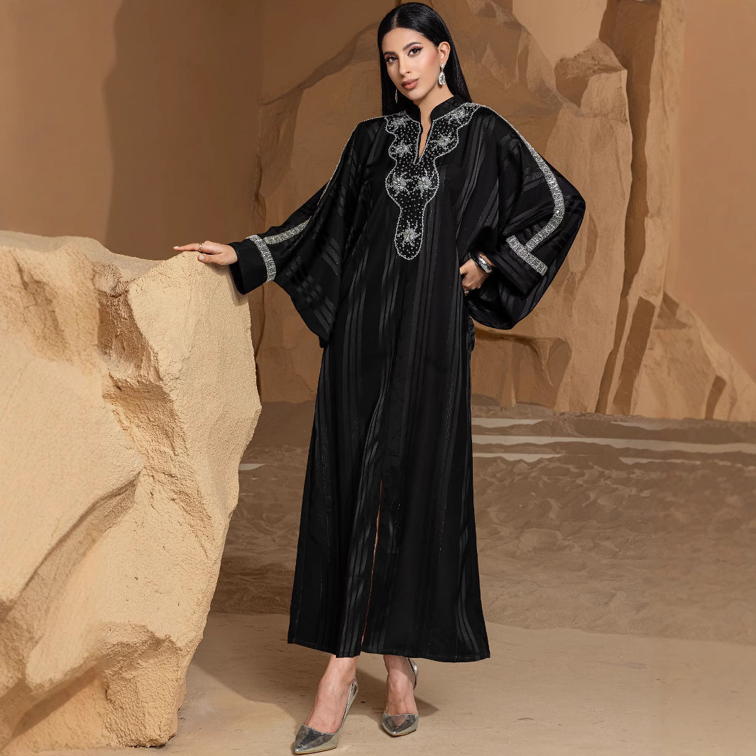 Fashionable Woven Gold Bead Sleeve Dress Dresses