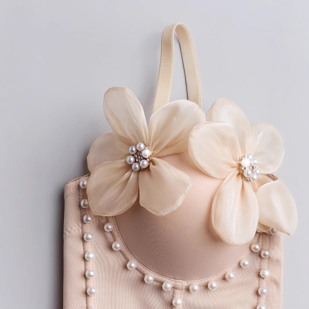 Style Versatile High-grade Three-dimensional Flower Rhinestone Tube Tops