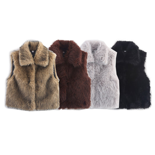 Women's Autumn Casual Street Fashion Artificial Fur Vests