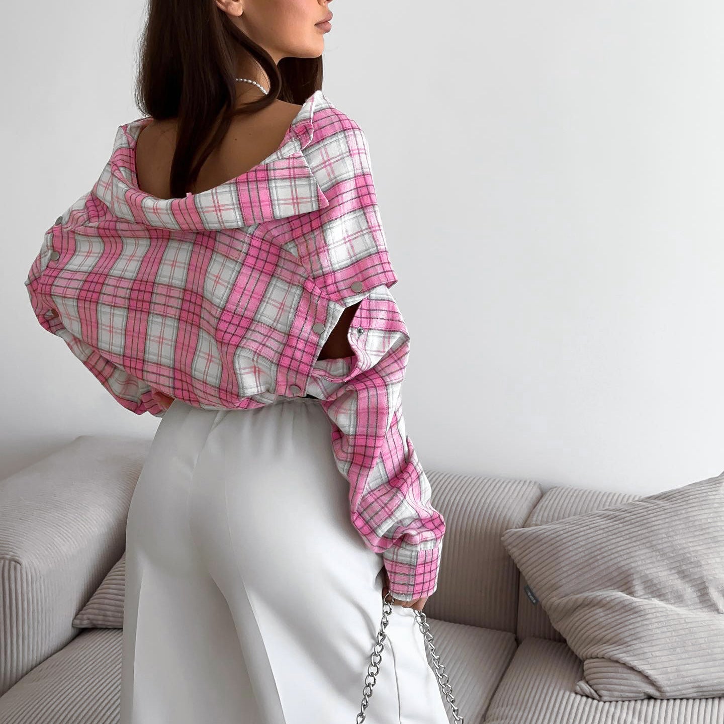 Women's Shirt Loose Detachable Long Sleeve Lapel Blouses