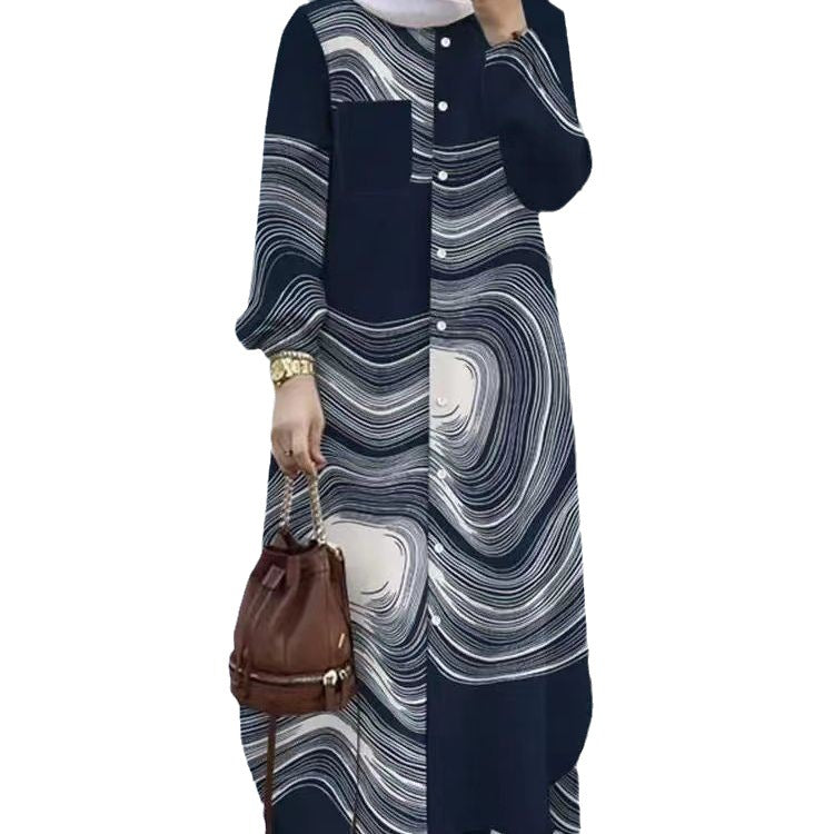 Women's Muslim Temperament Patchwork Long Sleeve Lapel Suits