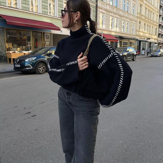 Spring Outer Wear Round Neck Warm Color Knitwear