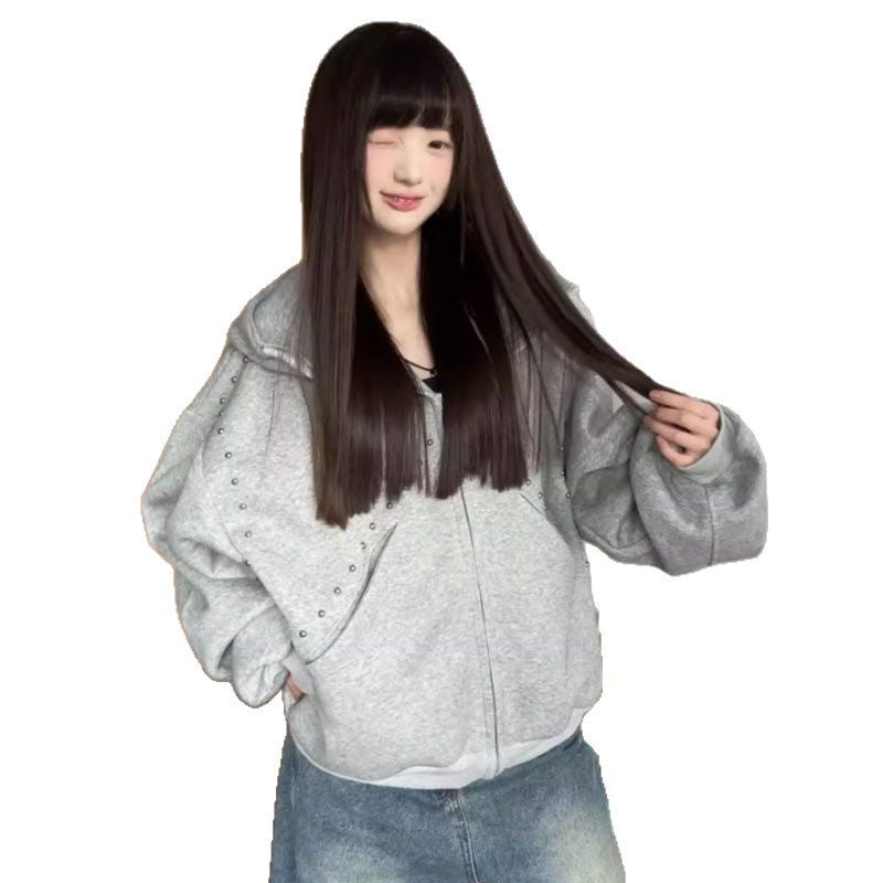 Hooded Rivet Puppy Ears Loose Sweet Cool Sweaters