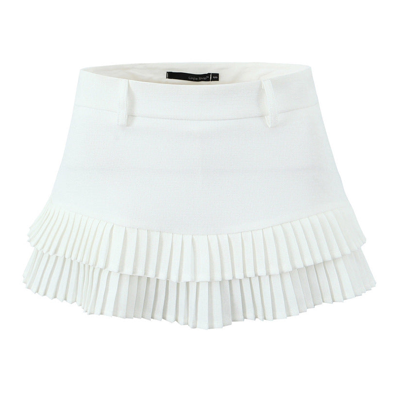 Women's Sexy Low Waist Pleated American Laminated Skirts