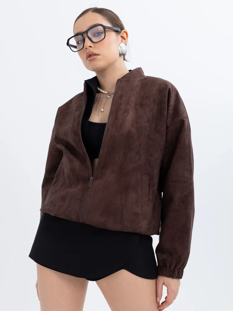 Durable American Retro Stand Collar Loose Coats