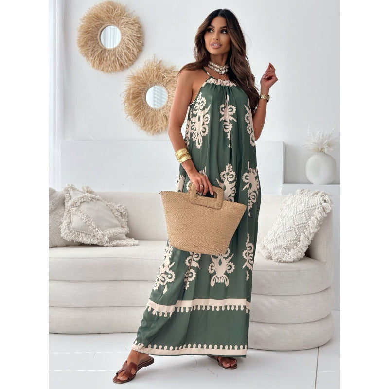Slouchy Positioning Flower Printing Slip Dress Dresses