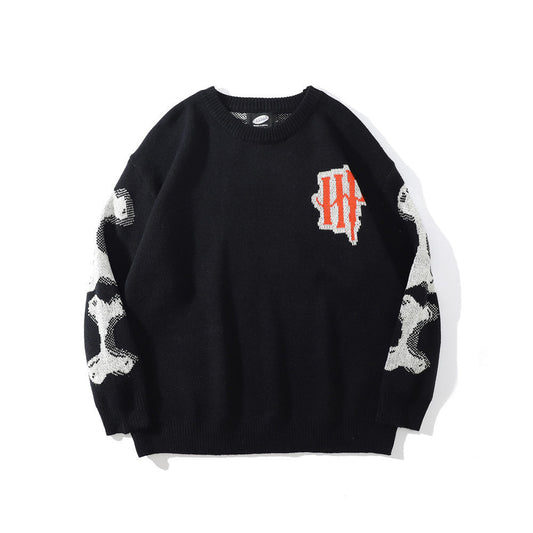 Style Skeleton Street Tide Loose Round Knitwear