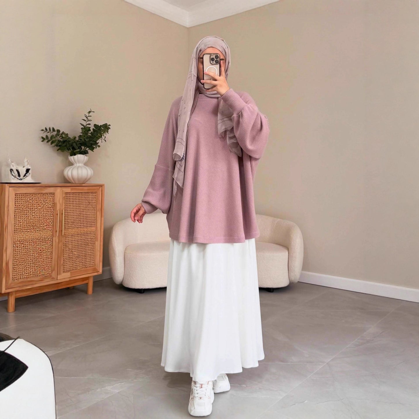 Women's Pullover Knitted Large Swing Mid-length Dress Set Suits
