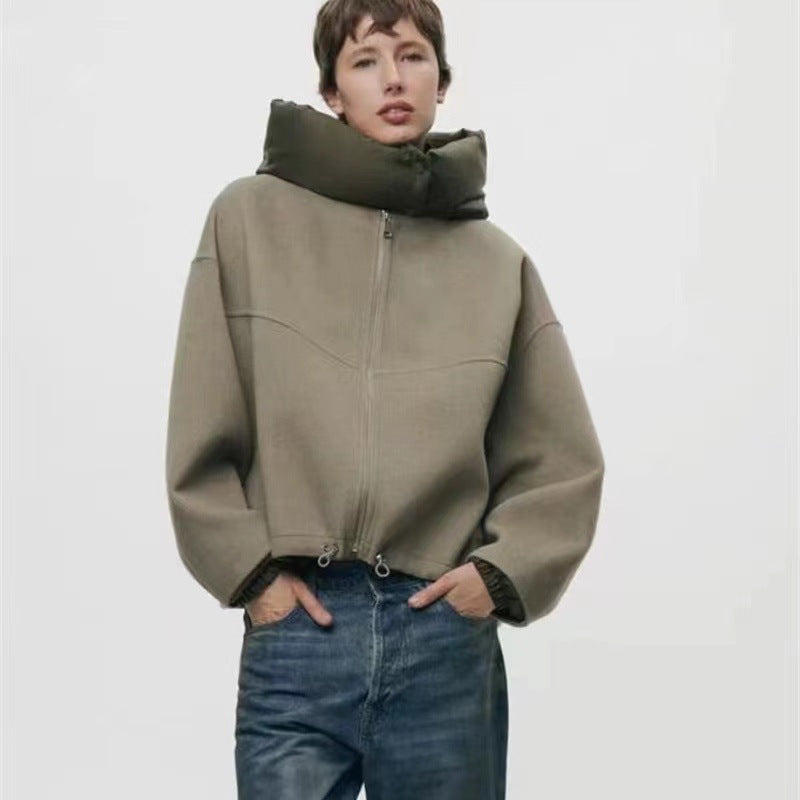 Woolen Large Pocket Metal Buckle Lapels Jackets