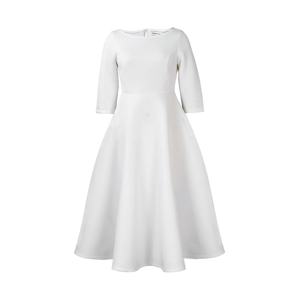 Women's Summer Solid Color Large Swing Elegant Skirts