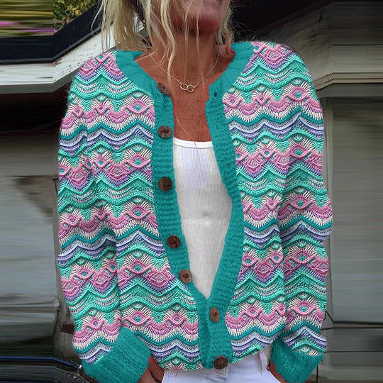 Winter Single-breasted Nordic Totem Warm Button Sweaters