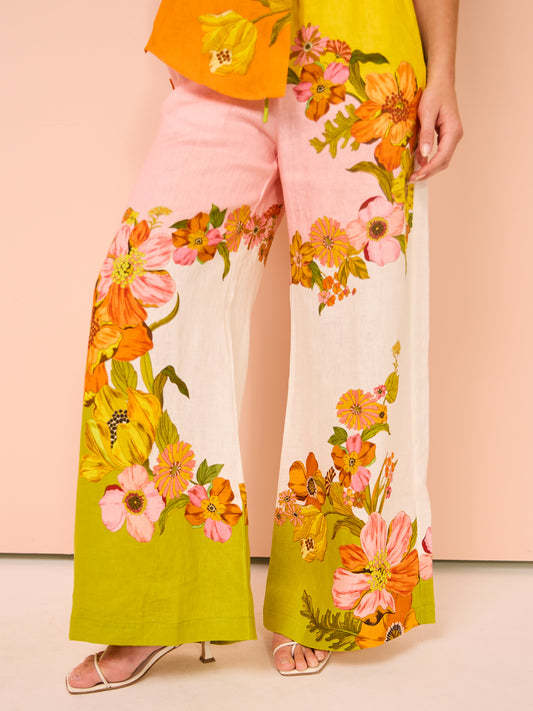 Casual Printed Cotton Linen Two-piece Outfit Suits