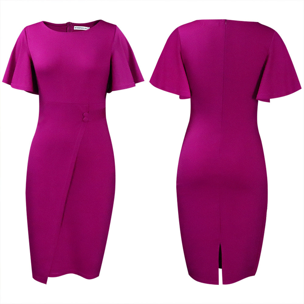 Women's Summer Ruffle Sleeve Fashionable With Sheath Dress
