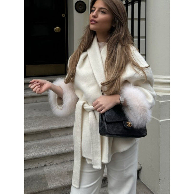 High-grade Bathrobe Double-sided Mid-length Woolen Eye-catching Coats