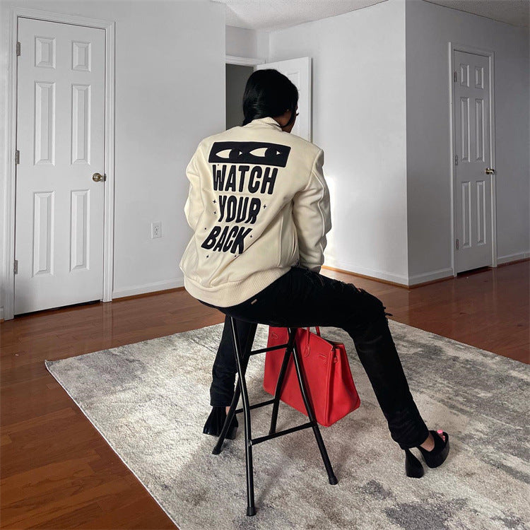 Women's Slouchy Comfortable Autumn Beige Printing Jackets