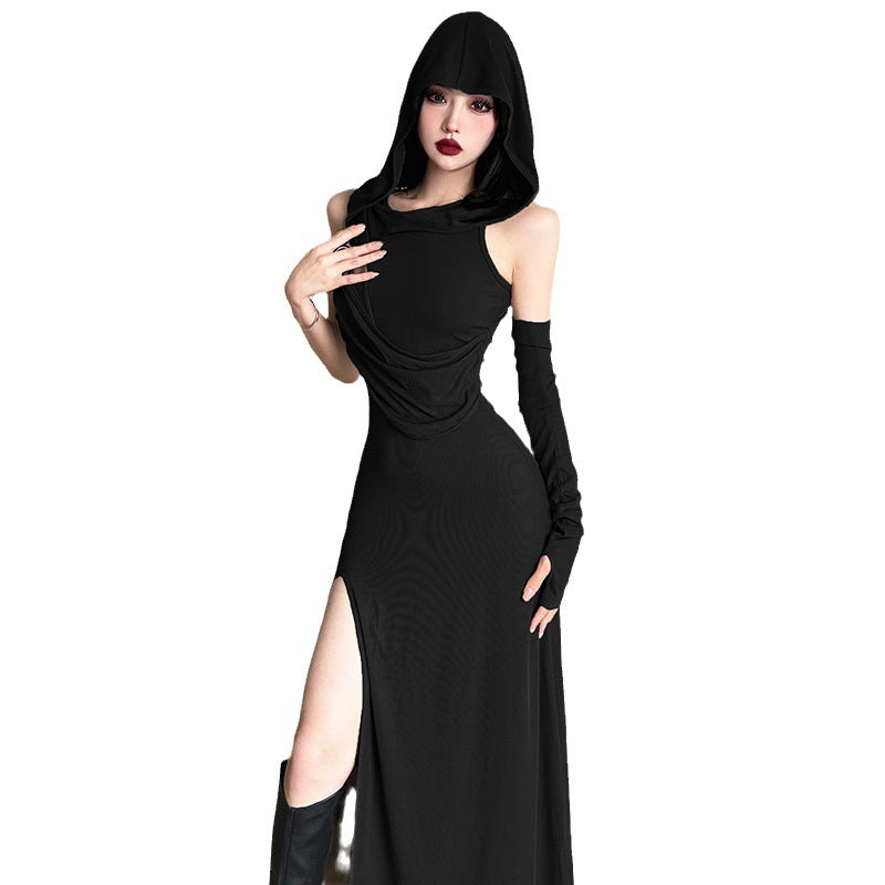 Women's Summer Sexy Fashion Solid Color Hooded Dresses