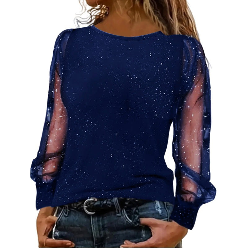 Long Sleeve Loose Crew Neck Casual Blouses