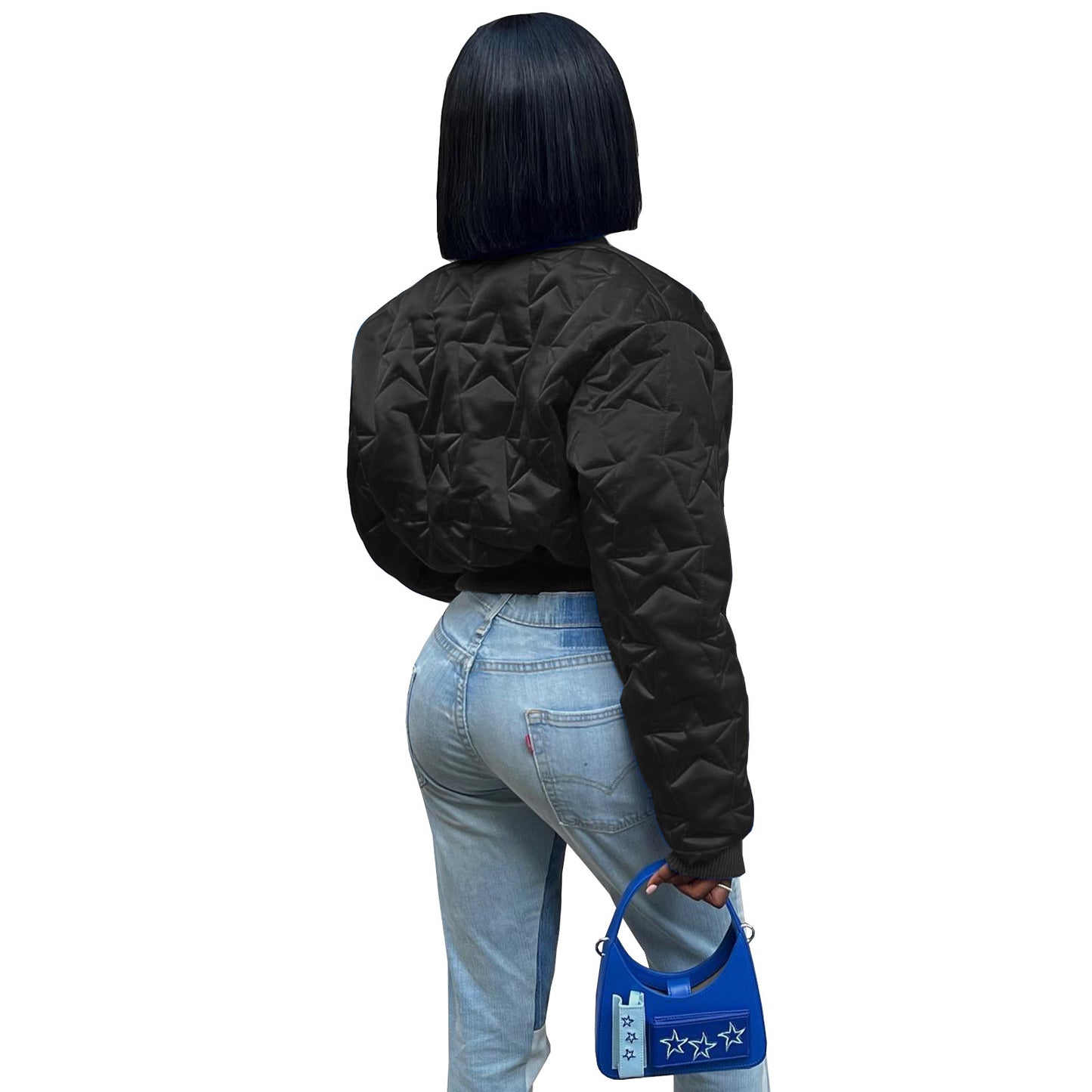 Women's Embossed Thumb Hole Cotton Padded Thickened Jackets