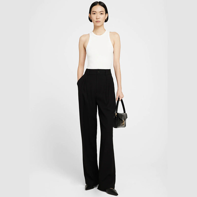 Women's American Niche Solid Color High Elasticity Thread Cloth Tops