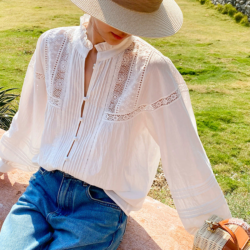 Women's Linen French Shirt Long Sleeve Niche Blouses