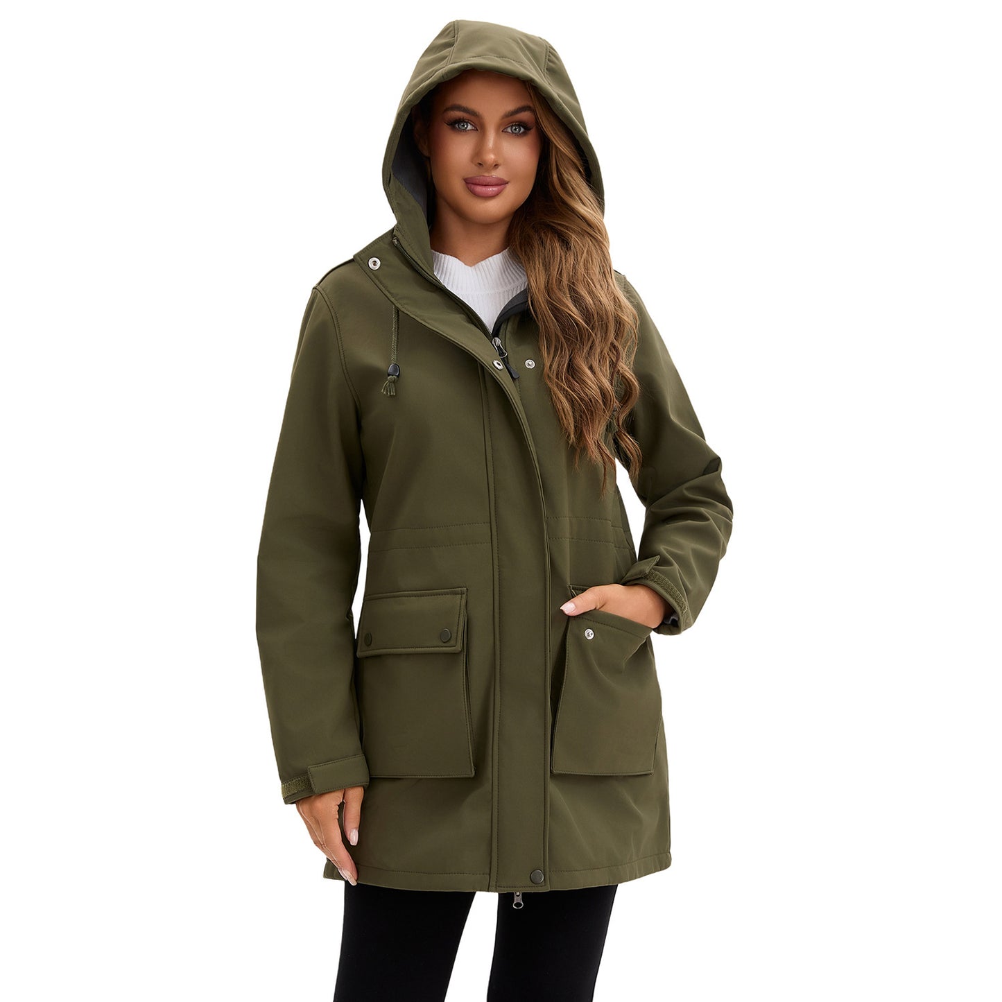 Women's Classic European Hooded Raincoat Trench Jackets