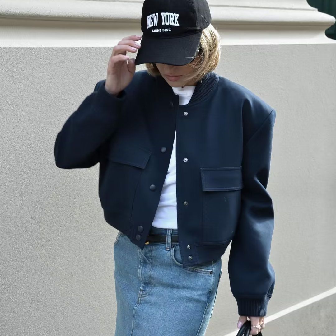 Women's Color Stand Collar Large Pocket Coats