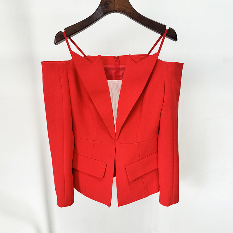 Popular Fashion Design Back Zipper Personality Blazers
