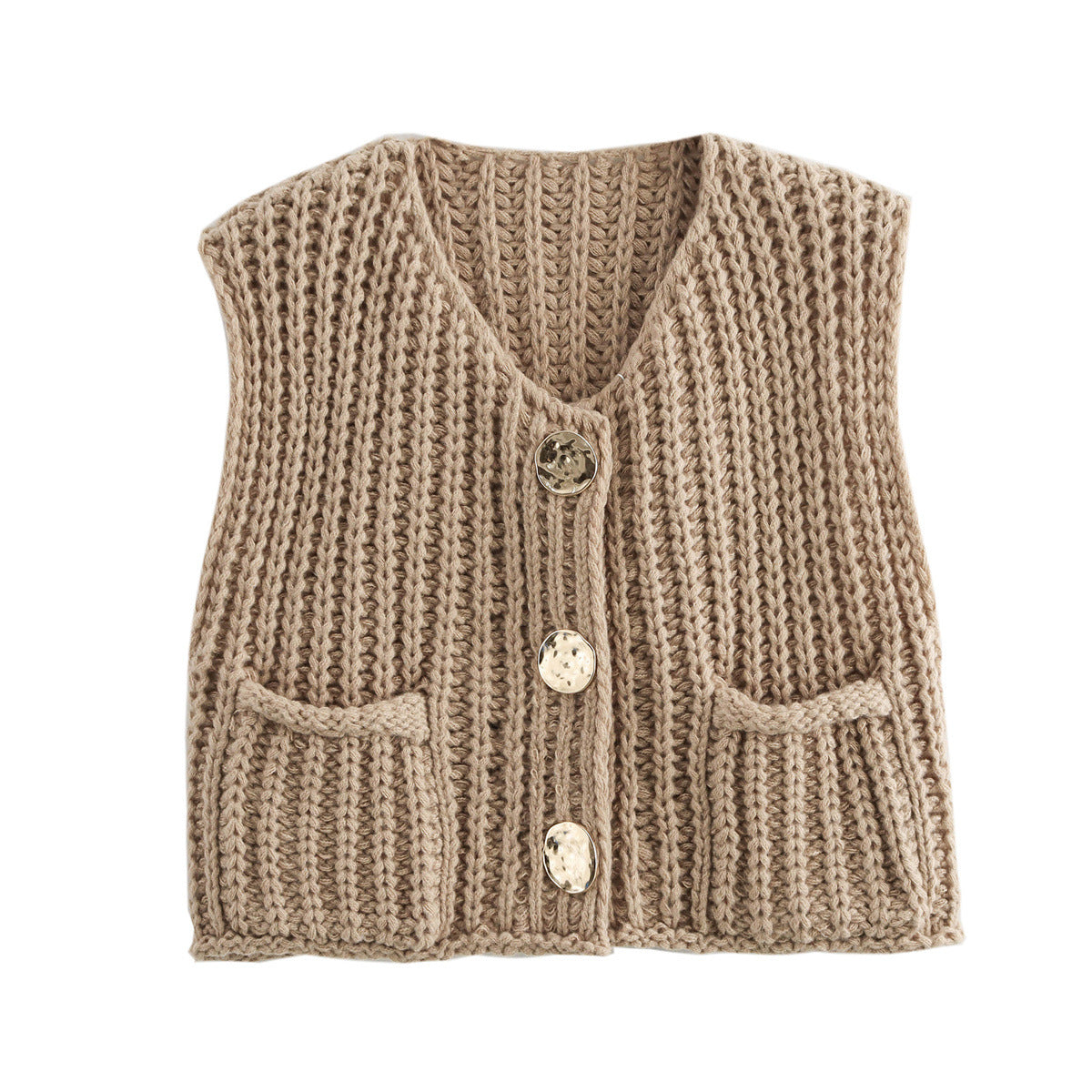 Women's Street Fashion Color Thick Needle Vests