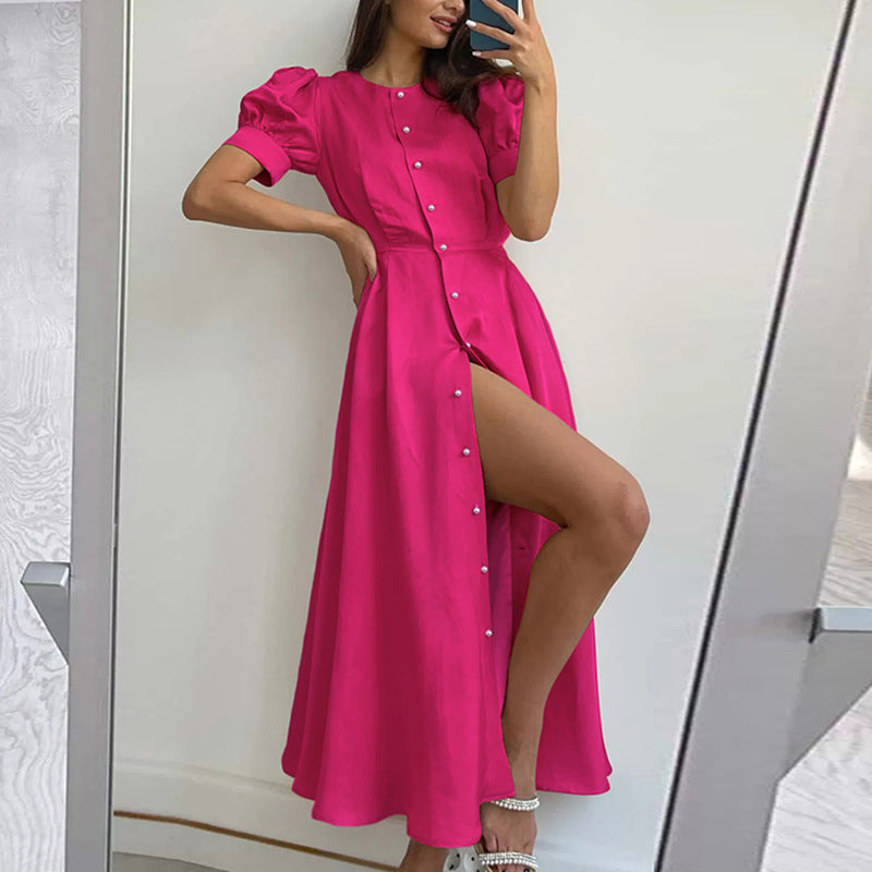 Solid Color Elegant Slim High Waist Dresses