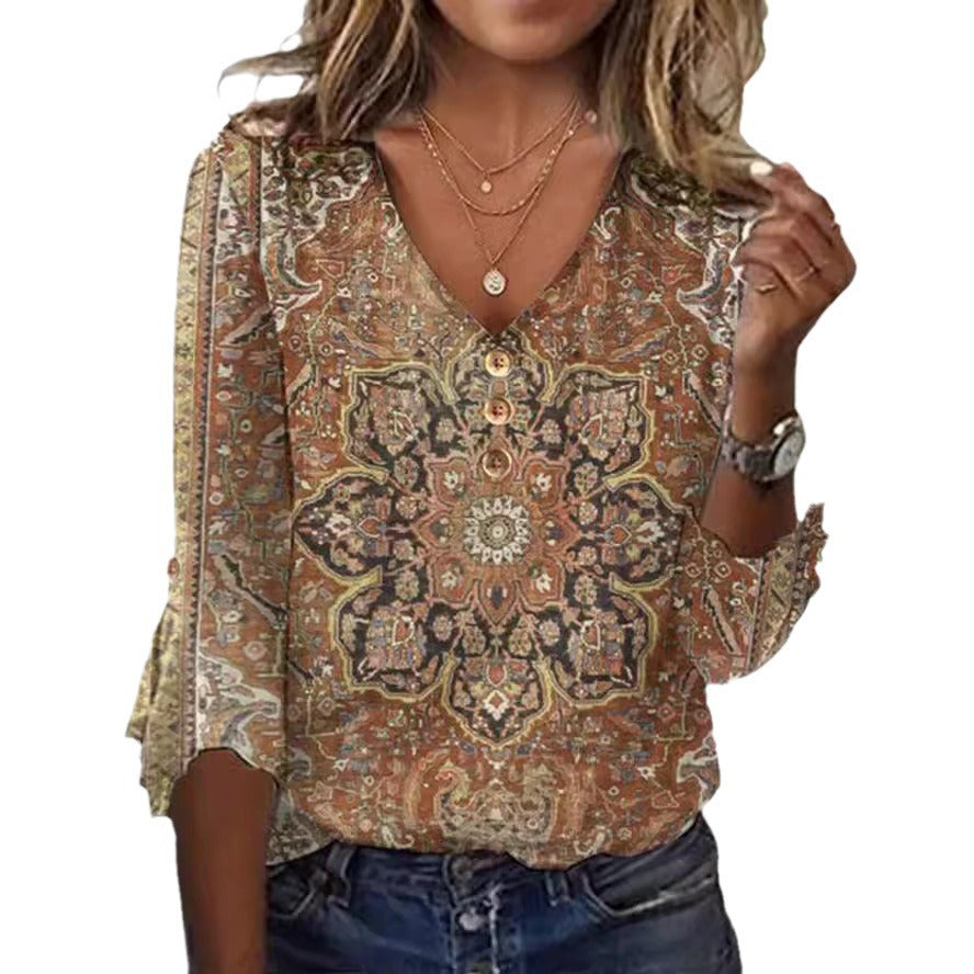 Women's New Autumn Flare Sleeve T-shirt Blouses