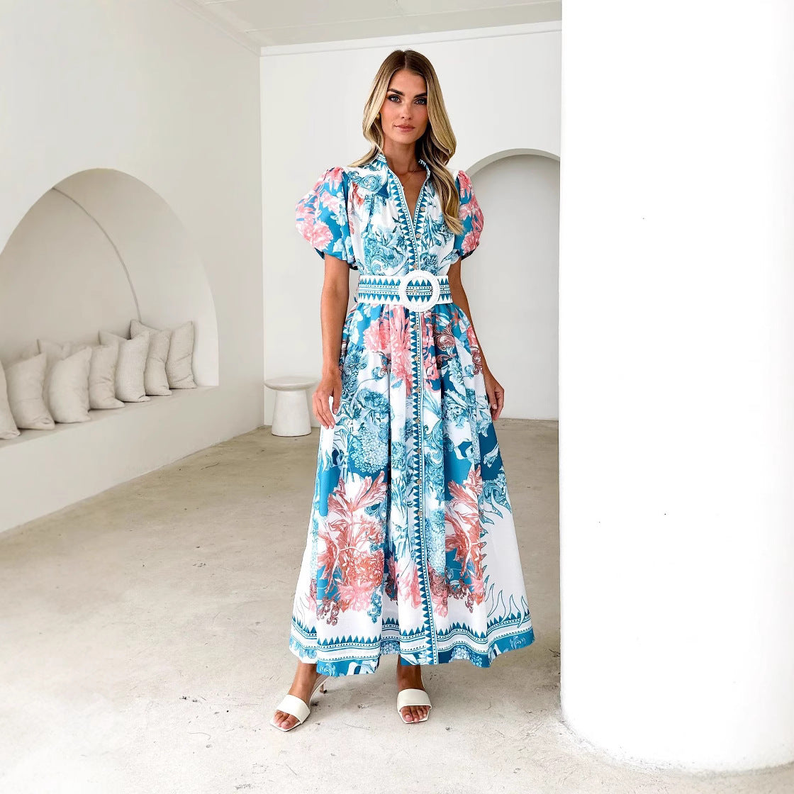 Summer Fashion Casual Positioning Lace Printing Dresses